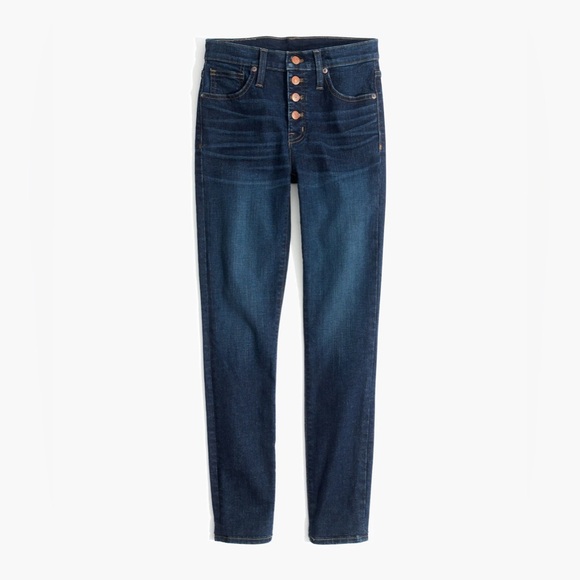 Madewell 9" Mid-Rise Skinny Jeans in Hayes Wash: Button-Front Edition - Picture 1 of 6
